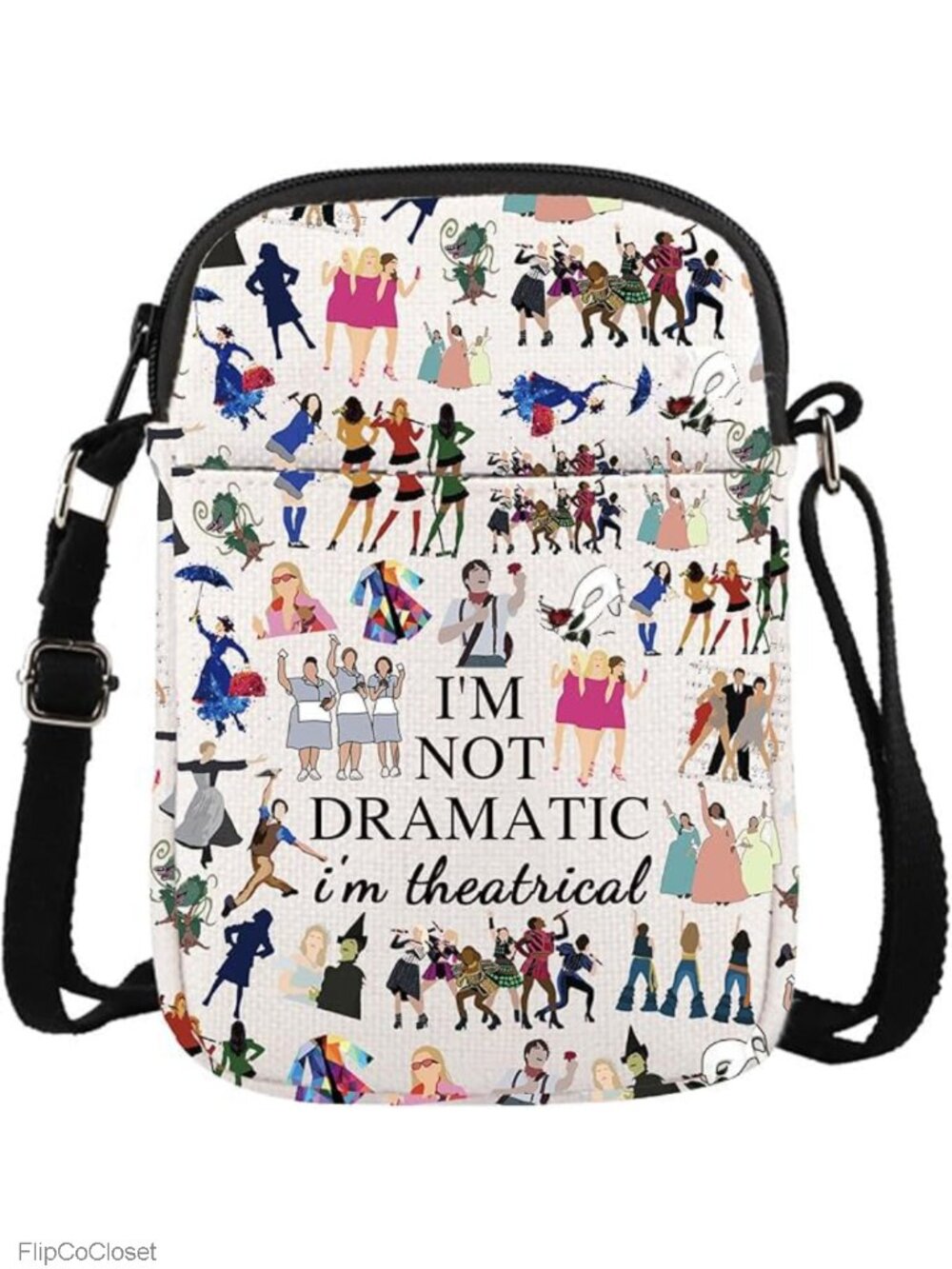 GJTIM Canvas Crossbody Bag Musical Theatre Zipper Pouch Travel Makeup Purse